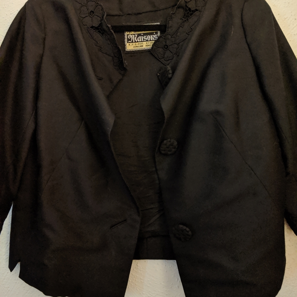 Black Vintage Cropped Chinese Jacket - Picture 8 of 9